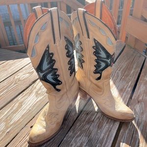 Miss Capezio vintage butterfly inlay cowgirl boots